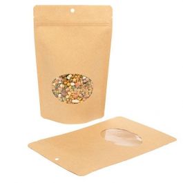 Stazakken Kraft Composteerbaar 14,9x8,9x23,2cm met ovaal Venster | 312 gram (100 stuks) [ZBGEO7K]