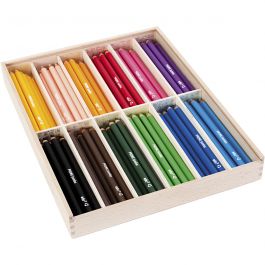 Edu Jumbo Kleurpotlood, dikte 10 mm, vulling 6,25 mm, diverse kleuren, 12x12 stuk/ 1 doos [HOB-409144]