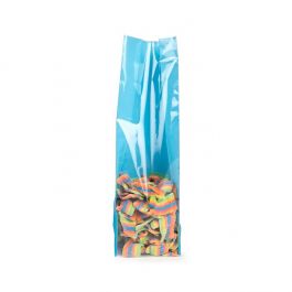 Blokbodemzakken Neon Blauw 8,9x5,7x30,5 cm met Papieren kaart (100 stuks) [FGPB16NB]