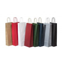Papieren draagtassen voor flessen 14x8x39 cm (50 stuks)