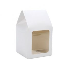 Kraftdoosjes met Venster glanzend Wit 9x9x16,5cm (25 stuks) [FS330]