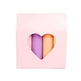 Kraftdoosjes Roze Met Hartjes Venster 8,9x3,8x10,2 cm (25 stuks) [FS344]