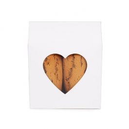 Kraftdoosjes Wit Met Hartjes Venster 10,5x4,4x13,3 cm (25 stuks) [FS348]