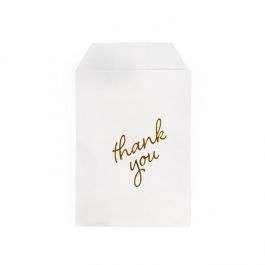 Papieren Zakken Wit Met Goude Thank You Bedrukking 7,6x12,7 cm (100 Stuks) [GPB35GT]