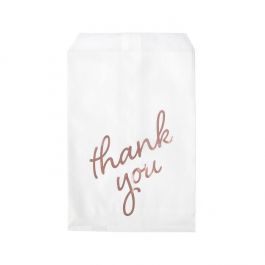 Papieren Zakken Wit Met Rose Goude Thank You Bedrukking 12,7x20,3 cm (100 Stuks) [GPB58RT]