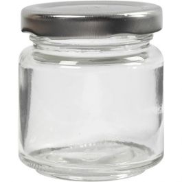 Glazen pot, h: 6,5 cm, d: 5,7 cm, transparant, 12stuks, 100 ml [HOB55907]