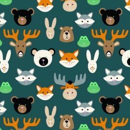 Coated geschenkpapier op rol Wilde dieren groen 30cm breed (1 st.) [FP-IO4433]