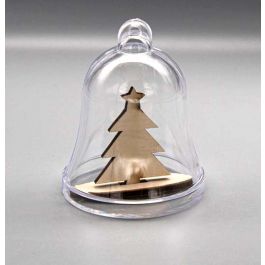 Acryl kerstbel met houten kerstoom 7.2 x 8.8 cm (25 pieces) [PEP-0554321]
