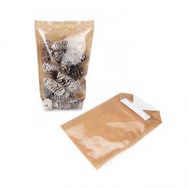 Kraft Kruisbodemzakken met papieren kaart 12.7 x7.6 x30.5 cm (100 stuks) [FGKB1]