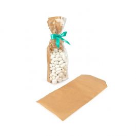 Kraft Kruisbodemzakken met papieren kaart 8.9x5.7x30.5 cm (100 stuks) [FGKB16]
