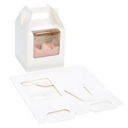 Witte Kraft Doosjes Met Handvat En Venster 10.2x10.2x10.2 cm (25 stuks) [WGWG57]