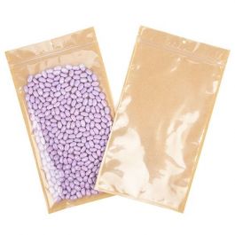 Kraft Gripzakken met transparante voorkant 17.8 x 30.5 cm met ophanggat (100 stuks) [HZB8KC]