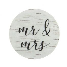Stickers Rond Mr. & Mrs. Bedrukking (Print Wit hout) 3,8 cm (1 Vel) [LS1HBMM]