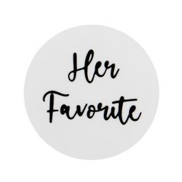 Stickers Rond Her Favorite Bedrukking (Wit/Zwarte Tekst) 3,8 cm (1 Vel) [LS1HHER]