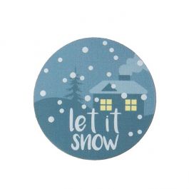 Stickers Rond Let It Snow Bedrukking (Blauw/Wit Hot Stamp) 3,8 cm (1 Vel) [LS1HLIS]