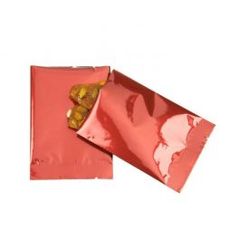 Plastic Zakken Rood 7,5x10,2cm Gemetalliseerd en Sealbaar (100 stuks) [SVP34R]