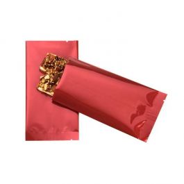 Plastic Zakken Rood 7,5x14cm Gemetalliseerd en Sealbaar (100 stuks) [SVP35HR]