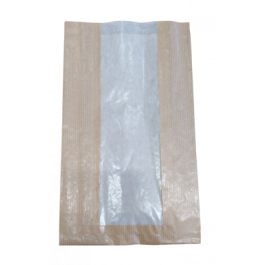 Papieren zijvouw zakken met pergamijn venster 15+5x25.5 cm (100 stuks) [PZKP152]