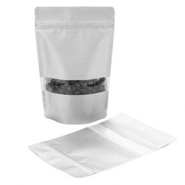 Stazakken Rijstpapier Zilver met Venster 14,9x8,9x23,2cm | 312 gram (100 stuks) [ZBGR7S]