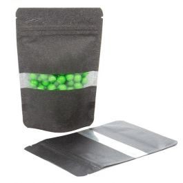 Stazakken Rijstpapier Zwart met Venster 10,2x6x15,2cm | 57 gram (100 stuks) [ZBGR2B]