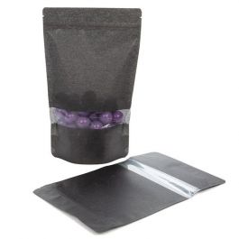 Stazakken Rijstpapier Zwart met Venster 17,1x8,9x28,6cm | 340 gram (100 stuks) [ZBGR4B]