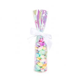 Plastic Zakken Iridescent Ronde Bodem 5,1x25,4 cm met Papieren Kaart (50 stuks) [RPBGH1]