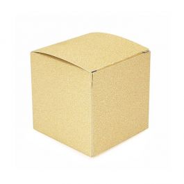 Kraft doosje Goud Glitter 7,6x7,6x7,6cm (25 Stuks) [FB2GG]