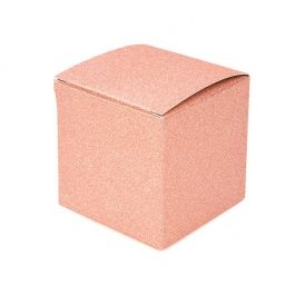 Kraft doosje Rose Goud Glitter 7,6x7,6x7,6cm (25 Stuks) [FB2RG]
