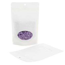 Stazakken Wit Kraft Composteerbaar 13x7,9x20,6cm met ovaal Venster | 113 gram (100 stuks) [ZBGEO3W]