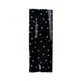 Plastic Zakken Zwart Holografische Sterren 7,6x20,3 cm Sealbaar d.m.v warmte (25 stuks) [SVP38HB]