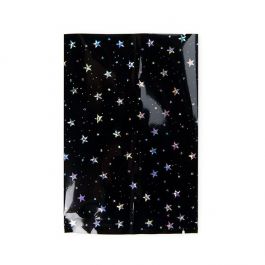Plastic Zakken Zwart Holografische Sterren 10,2x15,2 cm Sealbaar d.m.v warmte (25 stuks) [SVP46HB]