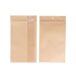 Kraft Gripzakken met Verticaal Venster  12.7 x20.8 cm (100 stuks) [HZBV6K]