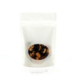 Stazakken Kraft Wit met ovaal Venster 7,9x5,1x13cm | 28 gram (100 stuks) [ZBGO1WK]
