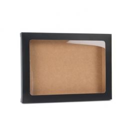 Kraftdoosjes Mat Zwart 9,5x1,5x13,2cm met Venster (25 stuks) [WMBG10]