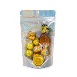 Stazakken Transparant/Holografisch Glitter 13x7,9x20,6 cm met Ophanggat (25 stuks) [ZBGHG3C]