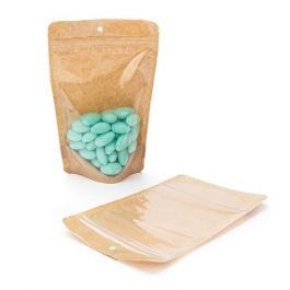 Stazakken Transparant/Kraft 13x8x20,5cm | 113 gram met rond ophanggat (100 stuks) [ZBGKC3H]