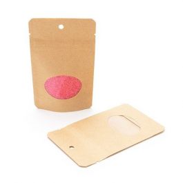 Stazakken Kraft met ovaal Venster 8x5x13cm | 28 gram met rond ophanggat (100 stuks) [ZBGO1KH]