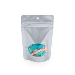 Stazakken Zilver met Ovaal Venster 10x6x15cm met Ophanggat (100 Stuks) [ZBGO2SH]