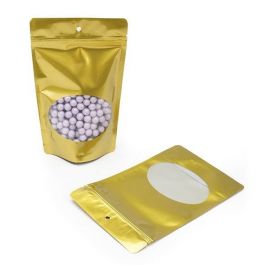 Stazakken Goud met ovaal Venster 13x7x20,5cm | 113 gram met Rond Ophanggat (100 stuks) [ZBGO3GH]