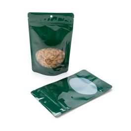 Stazakken Groen met ovaal Venster 13x7x20,5cm met rond ophanggat | 113 gram (100 stuks) [ZBGO3HGH]