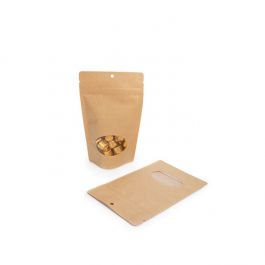 Stazakken Kraft met ovaal Venster 13x7x20,5cm | 113 gram met rond ophanggat (100 stuks) [ZBGO3KH]