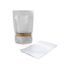 Stazakken Rijstpapier Zilver met Venster 17,1x8,9x28,6cm | 340 gram (100 stuks) [ZBGR4S]