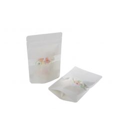 Stazakken Wit Kraft 10x6x15cm | 57 gram Met Venster (100 stuks) [ZBGW2WK]