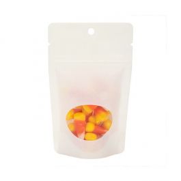 Stazakken Kraft Wit met ovaal Venster 7,9x5,1x13cm | 28 gram met rond ophanggat (100 stuks) [ZBGO1WKH]