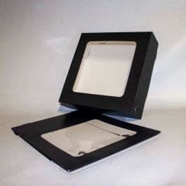 Kraft Dozen Zwart met Venster 21.5x6x21.5 cm (25 Stuks) [TBB21216]