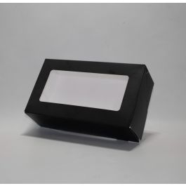 Kraft Dozen Zwart met Venster 21.5x6.4x12 cm (125 Stuks) [TB2112B]