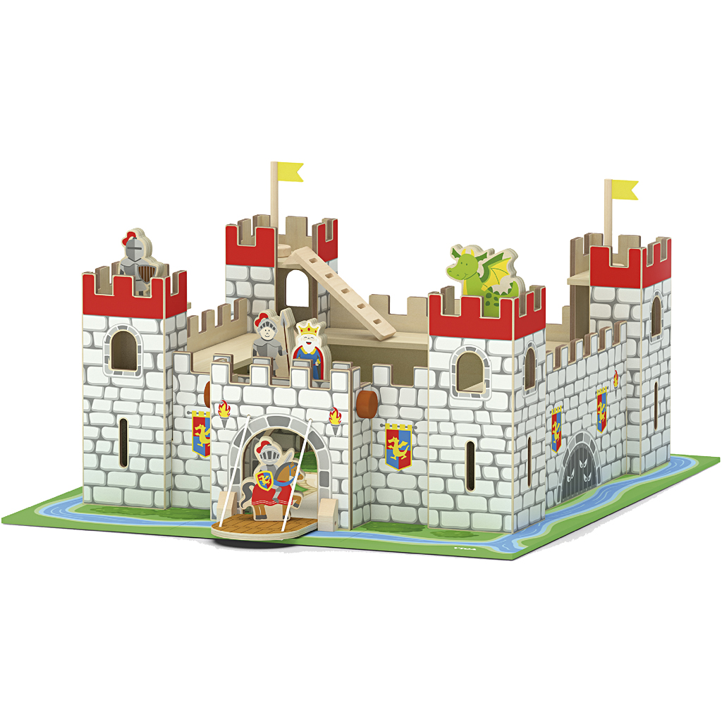 Afbeelding van VIGA ridderkasteel, afm 50x22x56 cm, 1 stuk | Speelgoed Houten Producten Decoratiematerialen Hobbyproducten | 8719346290632